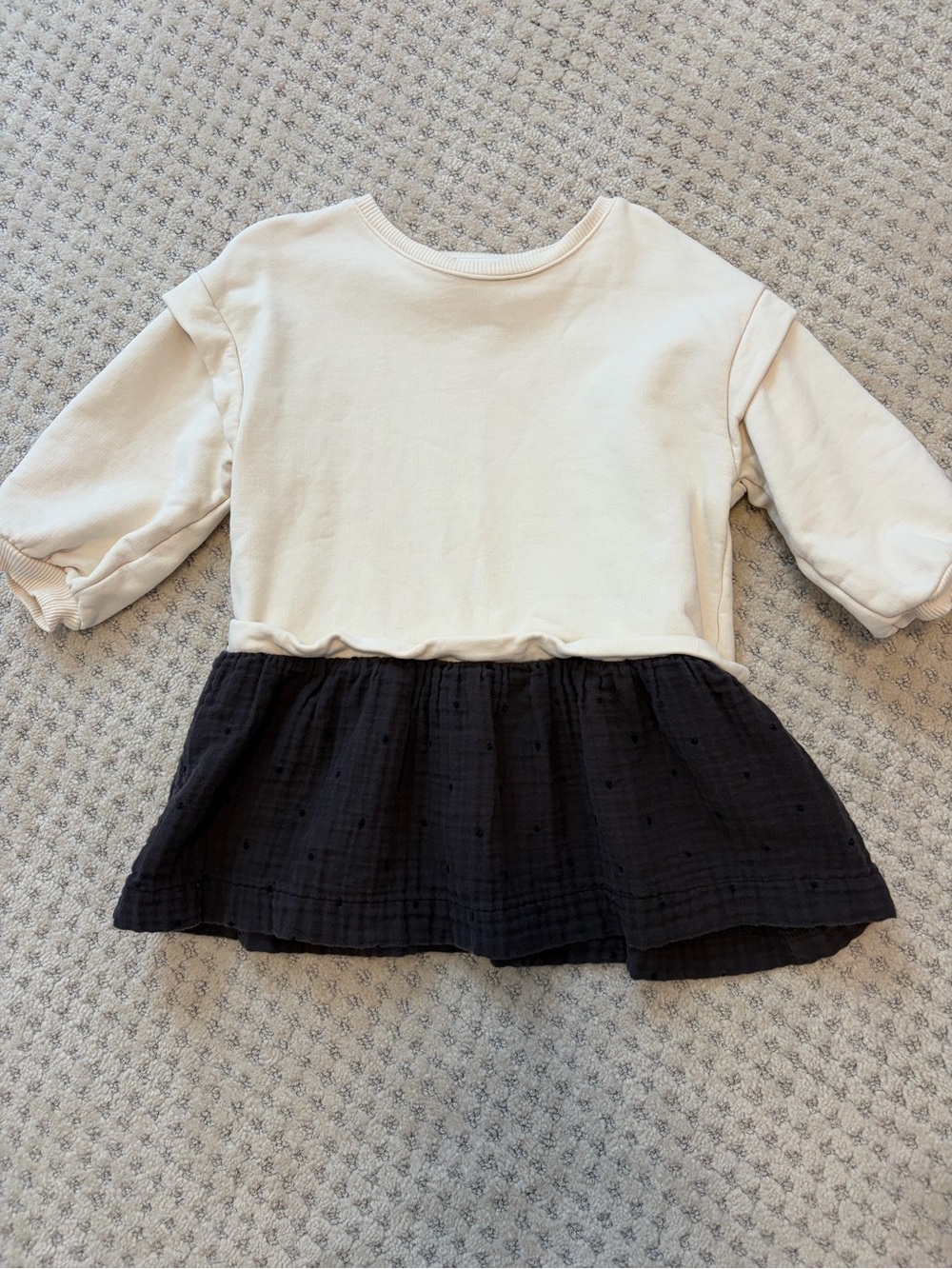 Zara Cream & Gray Floral Two-Piece Girls Set - Picture 4 of 5